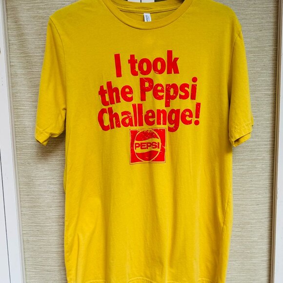 Vintage Pepsi T-Shirt "I Took the Pepsi Challenge" Tee Yellow Orange XL Unisex - Picture 1 of 4